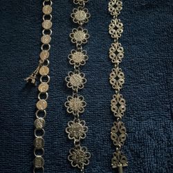 3 7” SilverTone Bracelets…each Different Designs,1 With Charm