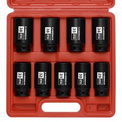 CASOMAN large socket set 1/2- Inch Drive Deep Spindle Axle Nut Impact Socket Set