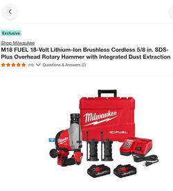 Milwaukee M18 FUEL SDS-Plus Overhead Rotary Hammer Kit
