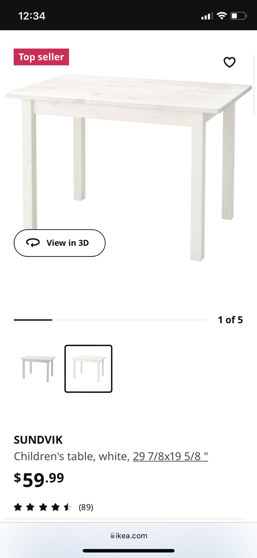 SUNDVIK Children's table, white, 29 7/8x19 5/8 - IKEA