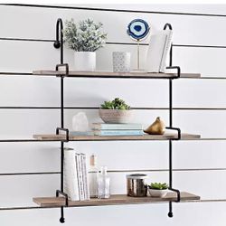 Wooden Slatpipe Shelf