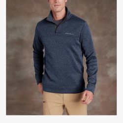 EUC Eddie Bauer Men's Radiator Fleece Snap-Front Pullover - Small, Navy Heather