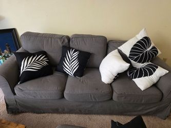 Gray 3-Seat Sofa with Slipcover