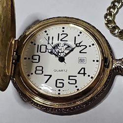 Vintage Quartz Bald Eagle Pocket Watch 