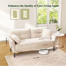 Small Sofa, Soft Small Couch with 2 Pillows, Comfy Love Seat Couches, Tool-Free Setup Loveseat Sofa, 700lb Load Sofas for Living Room, Cozy Couches fo