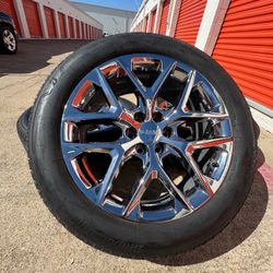 22s Chevy Gmc Snowflake V chrome Wheels Rims 6x139.7 Tires Oem 6lug