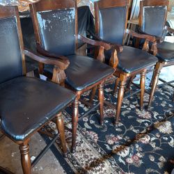 Ashley Furniture Swivel Wooden Barstool Chairs Dark Wood