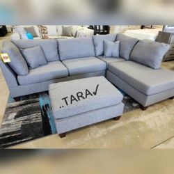 3 pc living room sectional sofa with ottoman