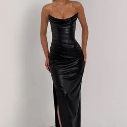 Babyboo Faux Leather Corset Maxi Dress Size XS