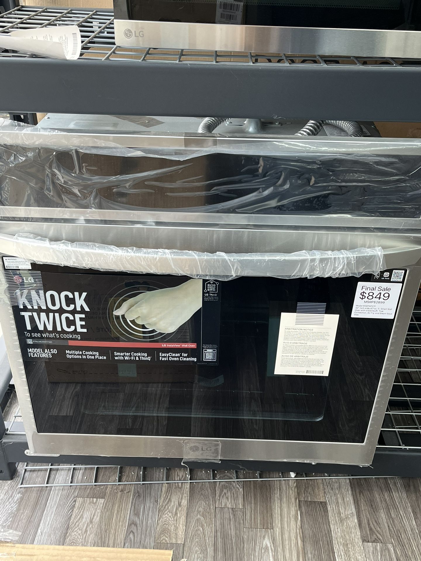 $849 LG ThinQ 30”W Wall Oven, Air Fry, Cosmetic Wear, 1 Year Warranty