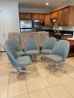 Set of 5 Light Blue Swivel Executive Office Chairs🌷 $40 Each