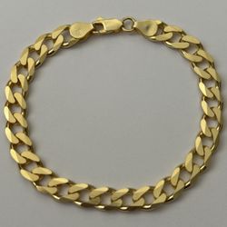 925 Silver 8” 8mm bracelet cuban chain 18k yellow gold plated unisex