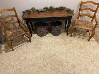 Two Accent French Armchairs With Rush Seats