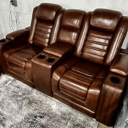 🛋️ Ashley Lux Leather Sofa Set - CLEARANCE! 🛋️