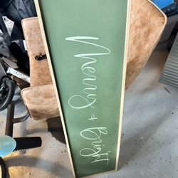 Merry & Bright Green And Wood Threshold Wall Decor