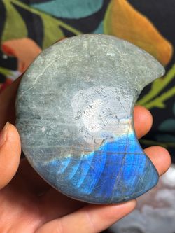 3.24” Labradorite Crescent Moon Crystal Carving