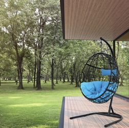 Patio Hanging Hammock Chair With Stand For Deck Poolside Garden  Thumbnail