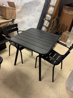 Black Metal Outdoor Bistro Table and Chairs