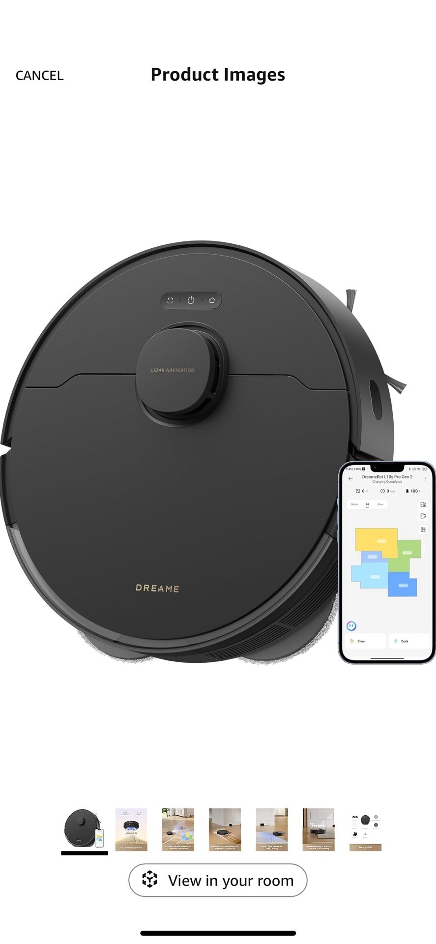 dreame L10s Pro Gen 2 Robot Vacuum and Mop Combo, 7000Pa Suction, DuoScrub Mopping,7mm Auto Lifting Mop, Ultrasonic Carpet Detection, All-Rubber Rolle