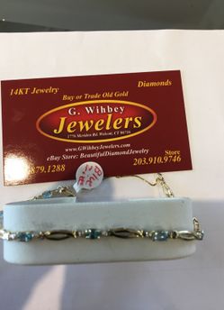 14 Kt Gold & diamond& blu zircon Bracelet