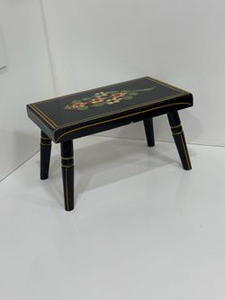 Vintage Mid Century small hand-painted wooden bench