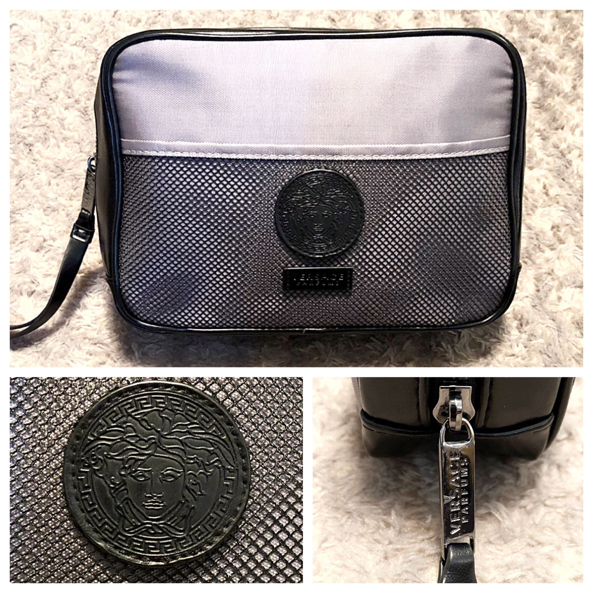 Men’s Versace Toiletry bag with dust bag. Brand new never used. Excellent condition! Men’s Versace perfume’s toiletry bag great for traveling. Depth