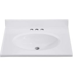 LOCALAND Cultured Marble Vanity Top 25"X19", Solid White
