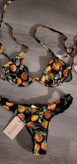 Orange Citrus Print Underwire Bikini Set Size US 4 / UK 8 / EUR 36