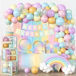 260 pcs Complete Pastel Birthday Decorations - NEW (1664/3)