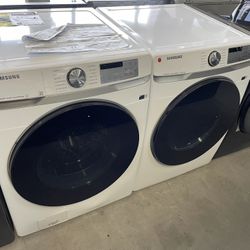 White Front Load Washer & Gas Dryer Set - Samsung 