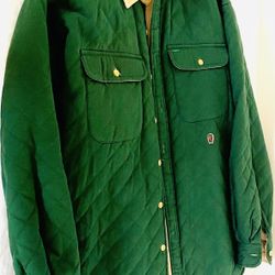 HOT Vtg 90's Men TOMMY HILFIGER CHORE QUILTED LINED KHAKI COAT JACKET M 