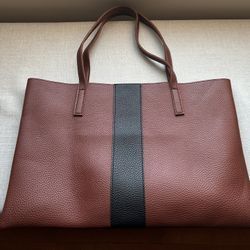 Vince Camuto Vegan Brown Pebbled Leather Tote Bag 