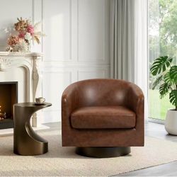 ❤️🔥 T) 360° Swivel Accent Chair Color: Coffee