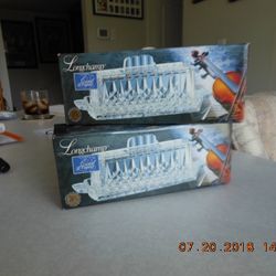Longchamp 24% Leaded Crystal Butter Dishes w/covers