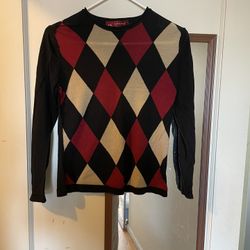Classic Preppy Argyle Sweater, retro college style knitted sweater, diamond pattern long sleeves, slim and lightweight sweater  Retro college style ch