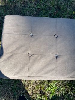 Gray Faux Leather Tufted Ottoman or Cushion