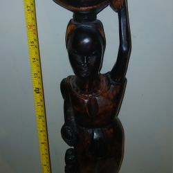 Hand Carved African Woman With Child Figure
