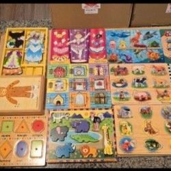 Bundled Wooden Puzzle Lot (Melissa & Doug) - 16 Items