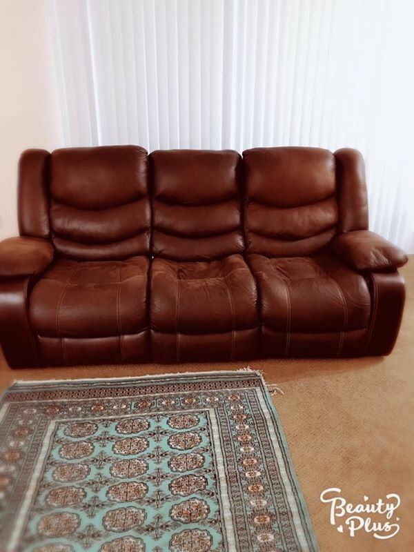 3 seater reclinable sofa with 2 coffee tables