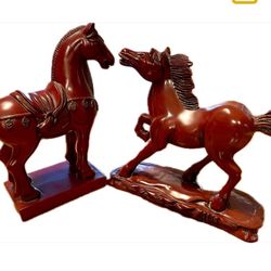 Burgundy Red Heavy Resin Horse Statues