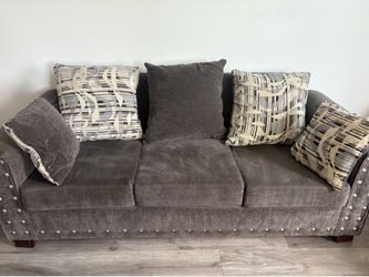 Modern Charcoal Gray Sofa | Excellent Condition | Oversized Accent Pillows Included
