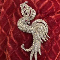 ❤️ Vtg~$60~Reja Solomon Finkelstein Rhinestone Bird Of Paradise Brooch