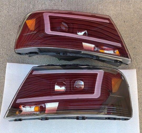 04-08 Ford F150 06-08 Lincoln Mark LT LED DRL Projector Headlights Luces Focos Micas Faros Faroles Headlamps 