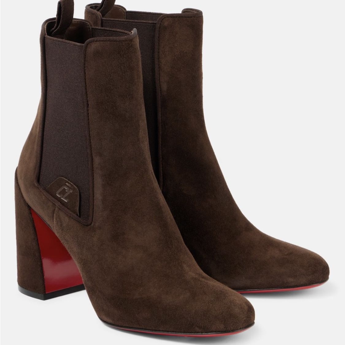 CHRISTIAN LOUBOUTIN TURELASTIC 85 BROWN SUEDE ANKLE BOOT BLOCK HEEL SZ 40 NEW 