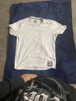 Ecko Unlimited White V-Neck Tee with Logo Patch