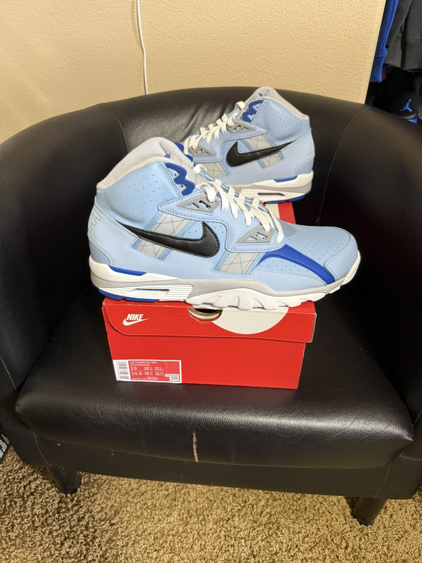 Brand new Nike Air Trainer Bo Jackson Kansas City Royals Home size 13 with original box and proof of purchase.