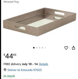 Contemporary Home Living 19’’ Mirrored  Gray Tray