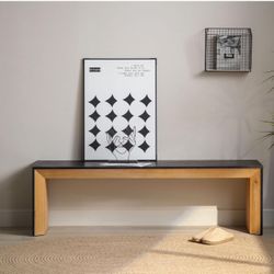 Rustic Sofa Table, Wood Bench Console Table, Narrow Entryway Foyer Table for Entrance, Hallway, Living Room, Black & Natural, 59" L x 15.15" W x 17.75