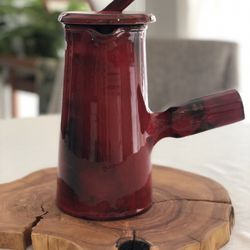 Gérard Hofmann Manganese Red Spill Coffee Pot Signed French Artist Ceramic Art