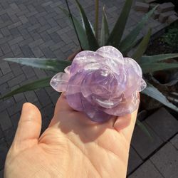 Fluorite Carved Rose 8.8 Ounces 
